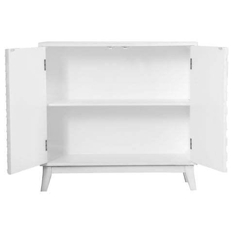 Marisa 2-door Wood Honeycomb Pattern Accent Cabinet WhiteWhite