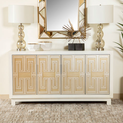 Marcus 4-door Wood Accent Storage Cabinet White and GoldWhite