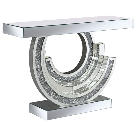 Delia Sculptural Mirrored Entryway Console Table SilverMirror