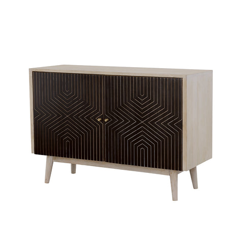 Bailey 2-door Wood Accent Cabinet White Washed and BlackBlack