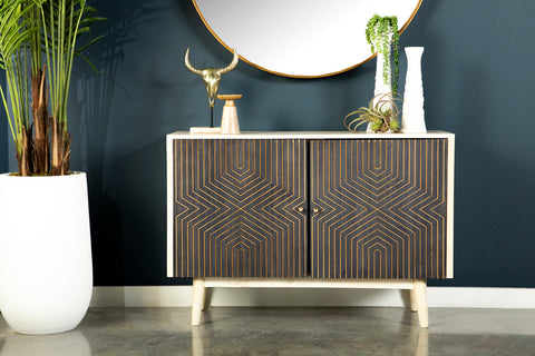 Bailey 2-door Wood Accent Cabinet White Washed and BlackBlack