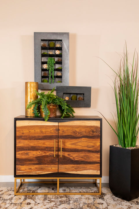 Kelsey 2-door 40" Wood Accent Storage Cabinet Black WalnutBlack Walnut
