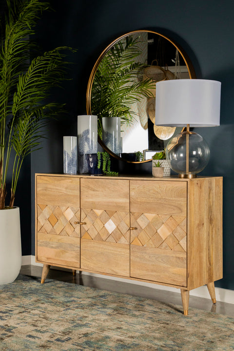 Lawrence 3-door Mango Wood Accent Cabinet NaturalNatural