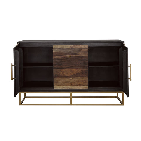 Kelsey 2-door 57" Wood Accent Storage Cabinet Black WalnutBlack Walnut