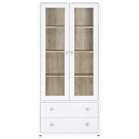 Sycamore 4-shelf Glass Door Tall Cabinet with Drawers WhiteWhite
