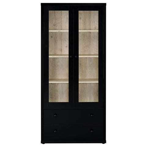 Sycamore 4-shelf Glass Door Cabinet with Drawers Black
Black