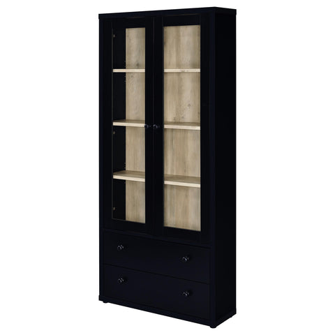 Sycamore 4-shelf Glass Door Cabinet with Drawers Black
Black