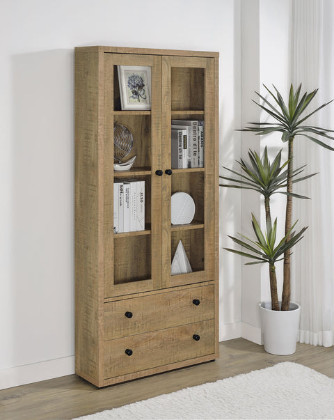 Sycamore 4-shelf Glass Door Tall Cabinet with Drawers MangoMango