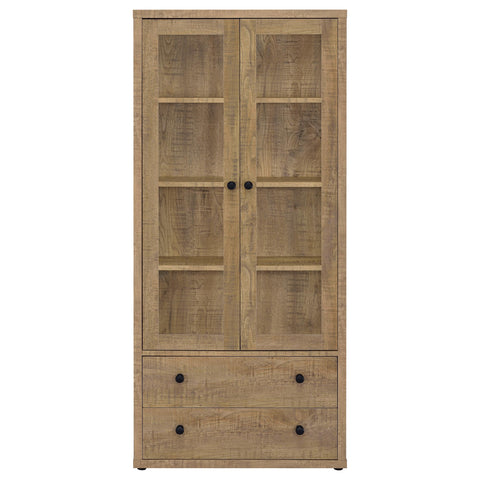 Sycamore 4-shelf Glass Door Tall Cabinet with Drawers MangoMango
