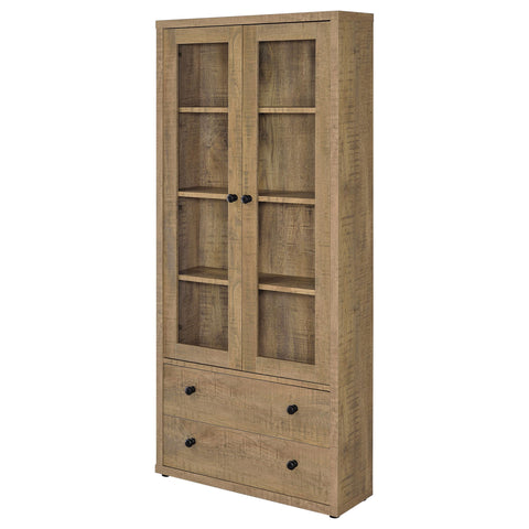 Sycamore 4-shelf Glass Door Tall Cabinet with Drawers MangoMango