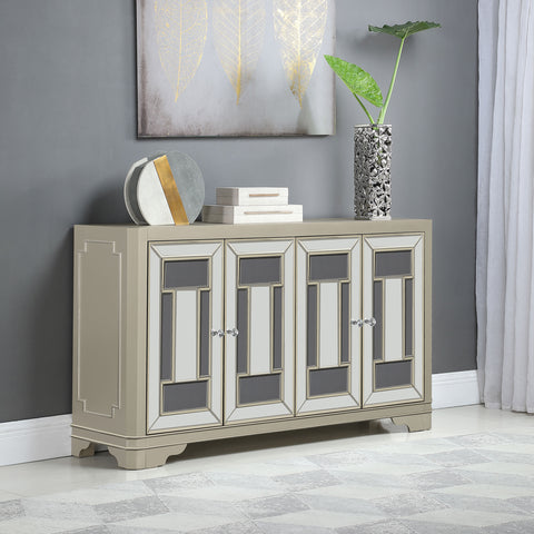 Cyrus 4-door Accent Cabinet Smoke and ChampagneChampagne