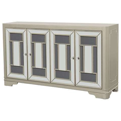 Cyrus 4-door Accent Cabinet Smoke and ChampagneChampagne
