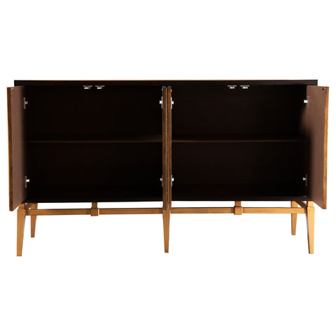 Conrad 4-door Wood Parquet Storage Accent Cabinet BrownBrown