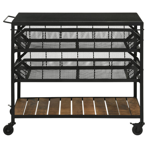 Dacki Marble Top Kitchen Cart with Removable Shelves BlackBlack