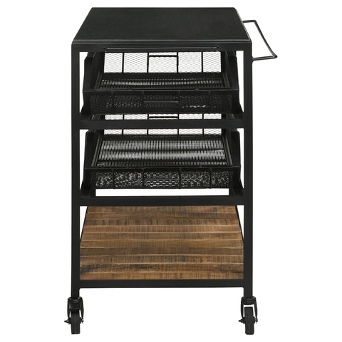 Dacki Marble Top Kitchen Cart with Removable Shelves BlackBlack