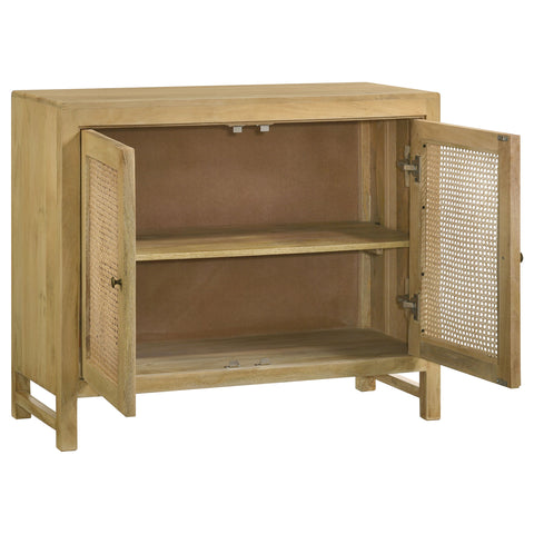Greer 2-door Wood Accent Cabinet with Woven Cane NaturalNatural