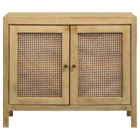 Greer 2-door Wood Accent Cabinet with Woven Cane NaturalNatural