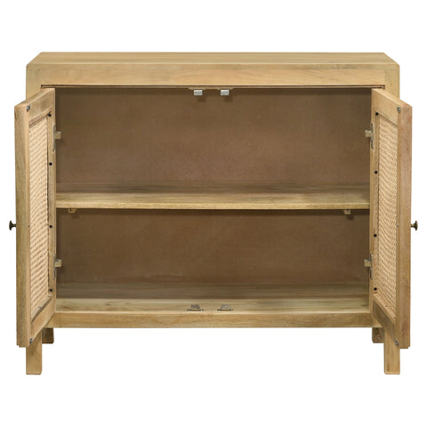 Greer 2-door Wood Accent Cabinet with Woven Cane NaturalNatural