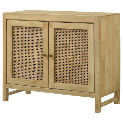 Greer 2-door Wood Accent Cabinet with Woven Cane NaturalNatural