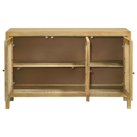 Greer 3-door Wood Accent Cabinet with Woven Cane NaturalNatural