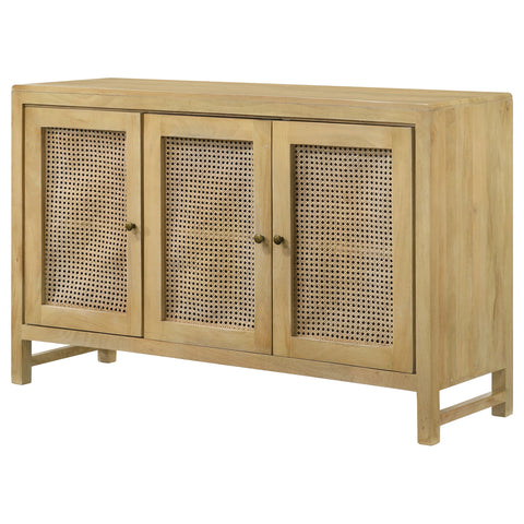 Greer 3-door Wood Accent Cabinet with Woven Cane NaturalNatural