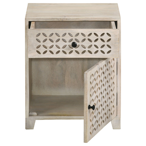 Dove 1-drawer Trellis Pattern Storage Cabinet White WashedWhite Washed