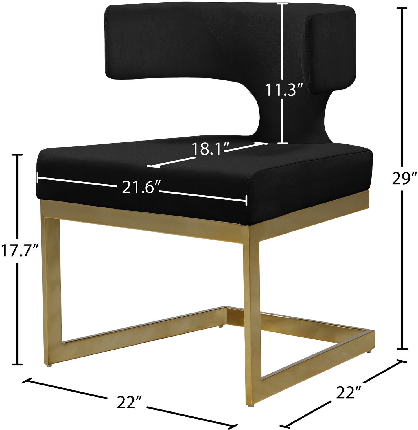 skyler black velvet dining chair c