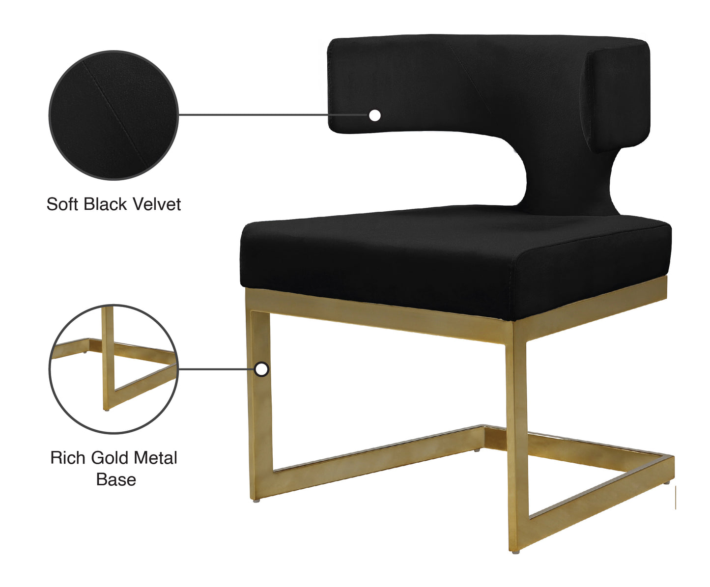 damon black velvet dining chair