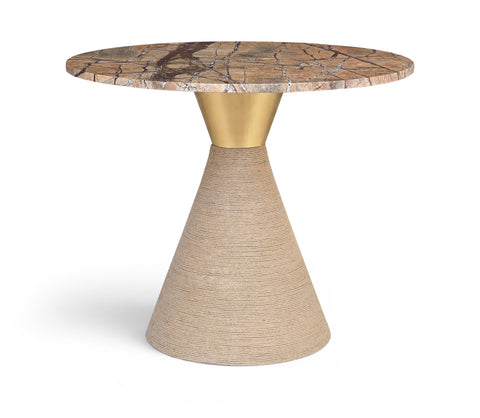 Arden 36" Brown Genuine Marble And Jute Dining Table, 1 Piece