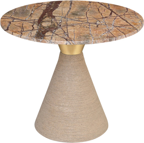 Arden 36" Brown Genuine Marble And Jute Dining Table, 1 Piece