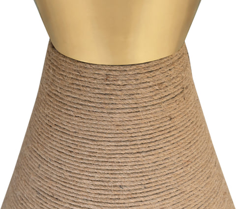 Arden 36" Brown Genuine Marble And Jute Dining Table, 1 Piece