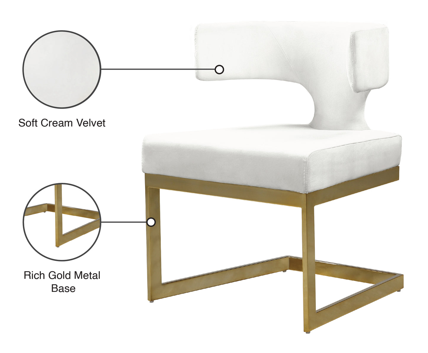 skyler cream velvet dining chair c