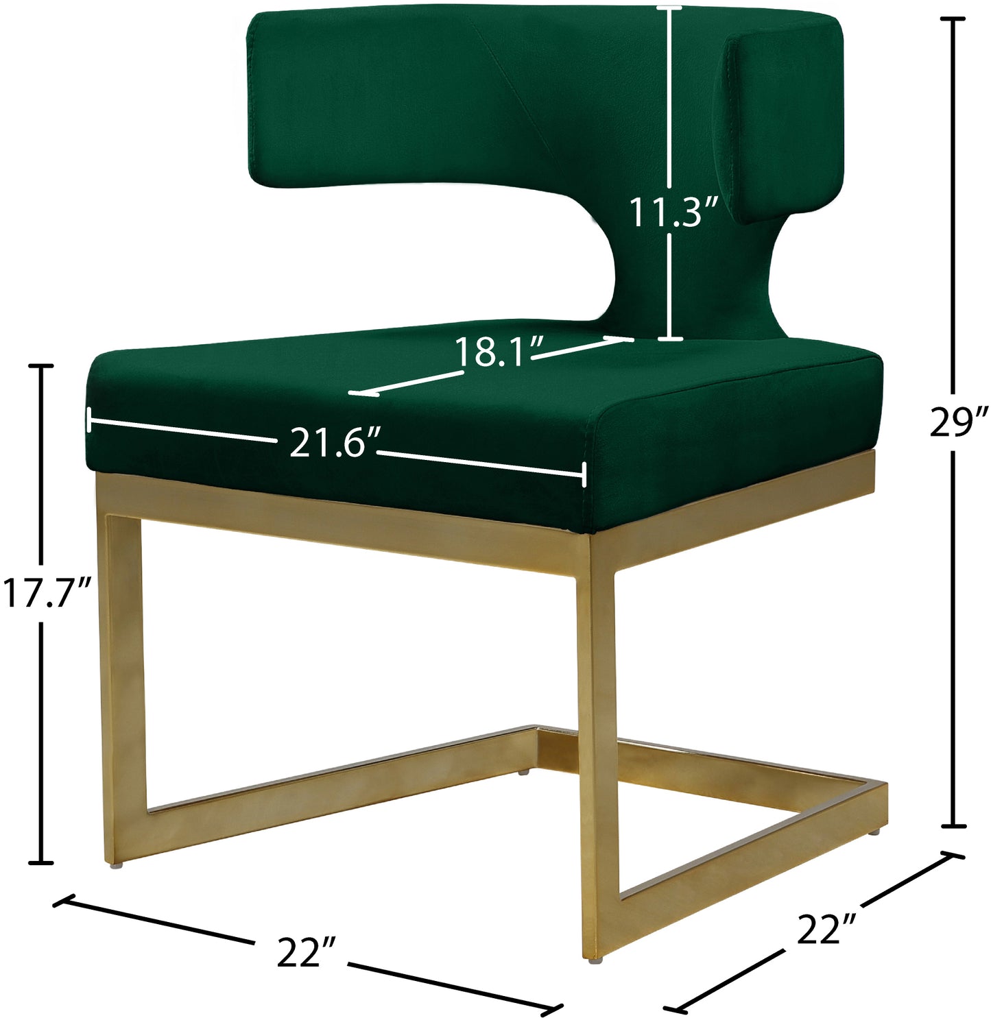 skyler green velvet dining chair c