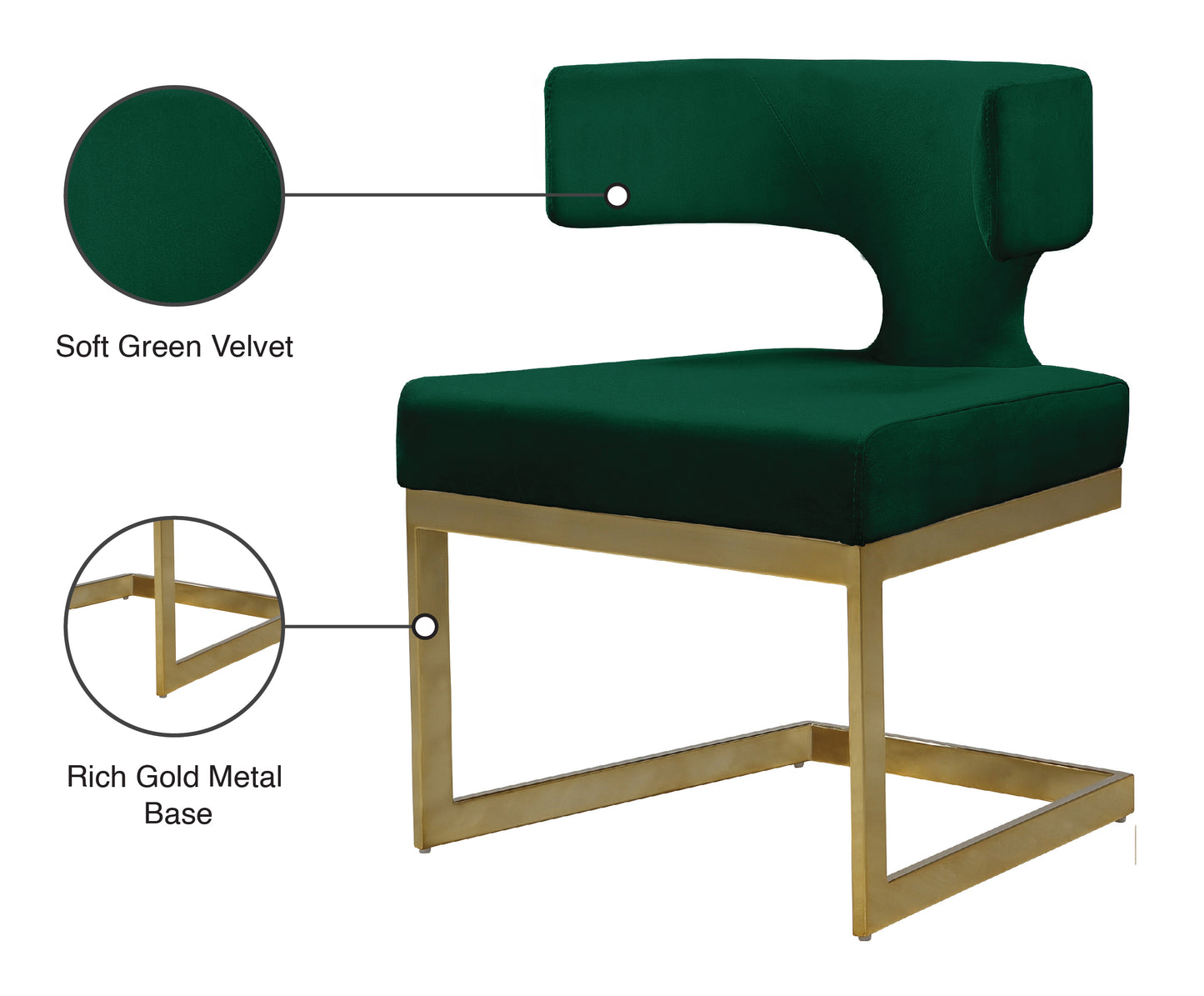 skyler green velvet dining chair c