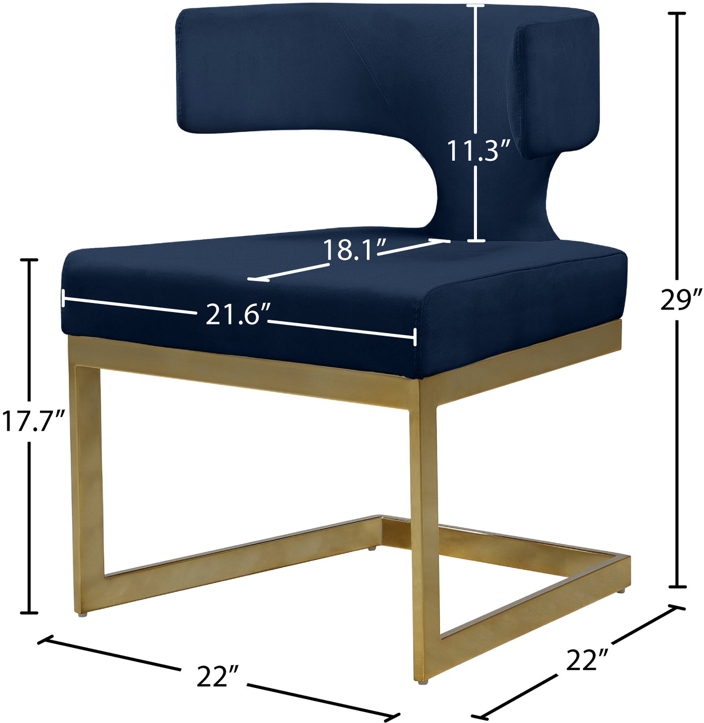 damon navy velvet dining chair