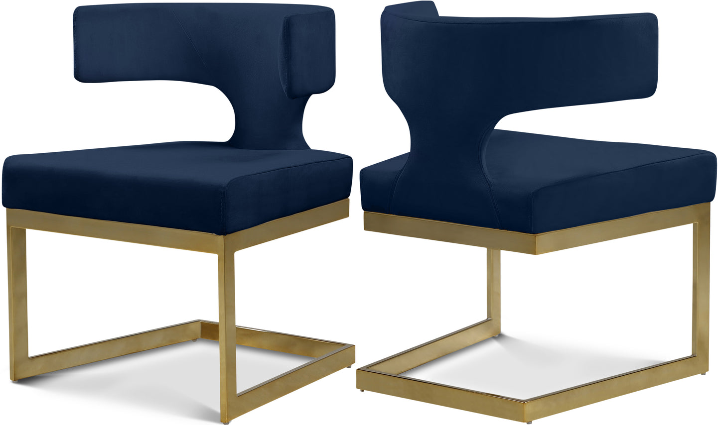 damon navy velvet dining chair