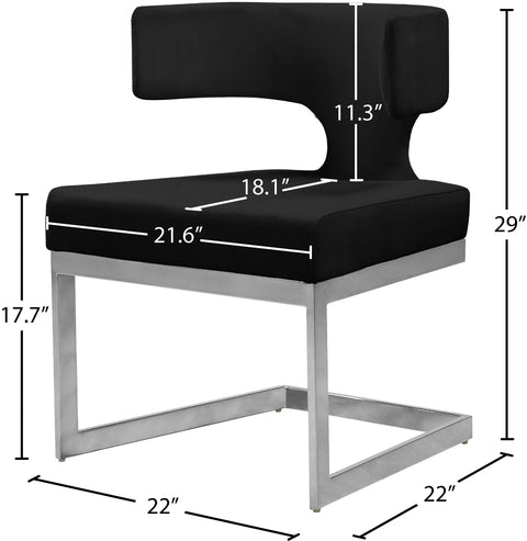 Rhea Black Velvet Upholstered Dining Chair, 1 Piece