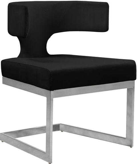 Rhea Black Velvet Upholstered Dining Chair, 1 Piece