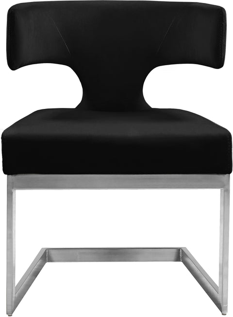 Rhea Black Velvet Upholstered Dining Chair, 1 Piece
