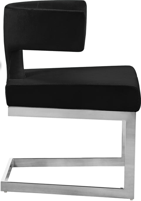 Rhea Black Velvet Upholstered Dining Chair, 1 Piece