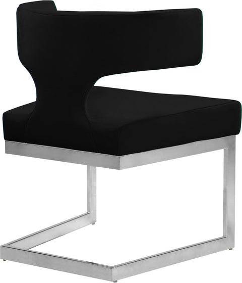 Rhea Black Velvet Upholstered Dining Chair, 1 Piece