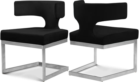 Rhea Black Velvet Upholstered Dining Chair, 1 Piece