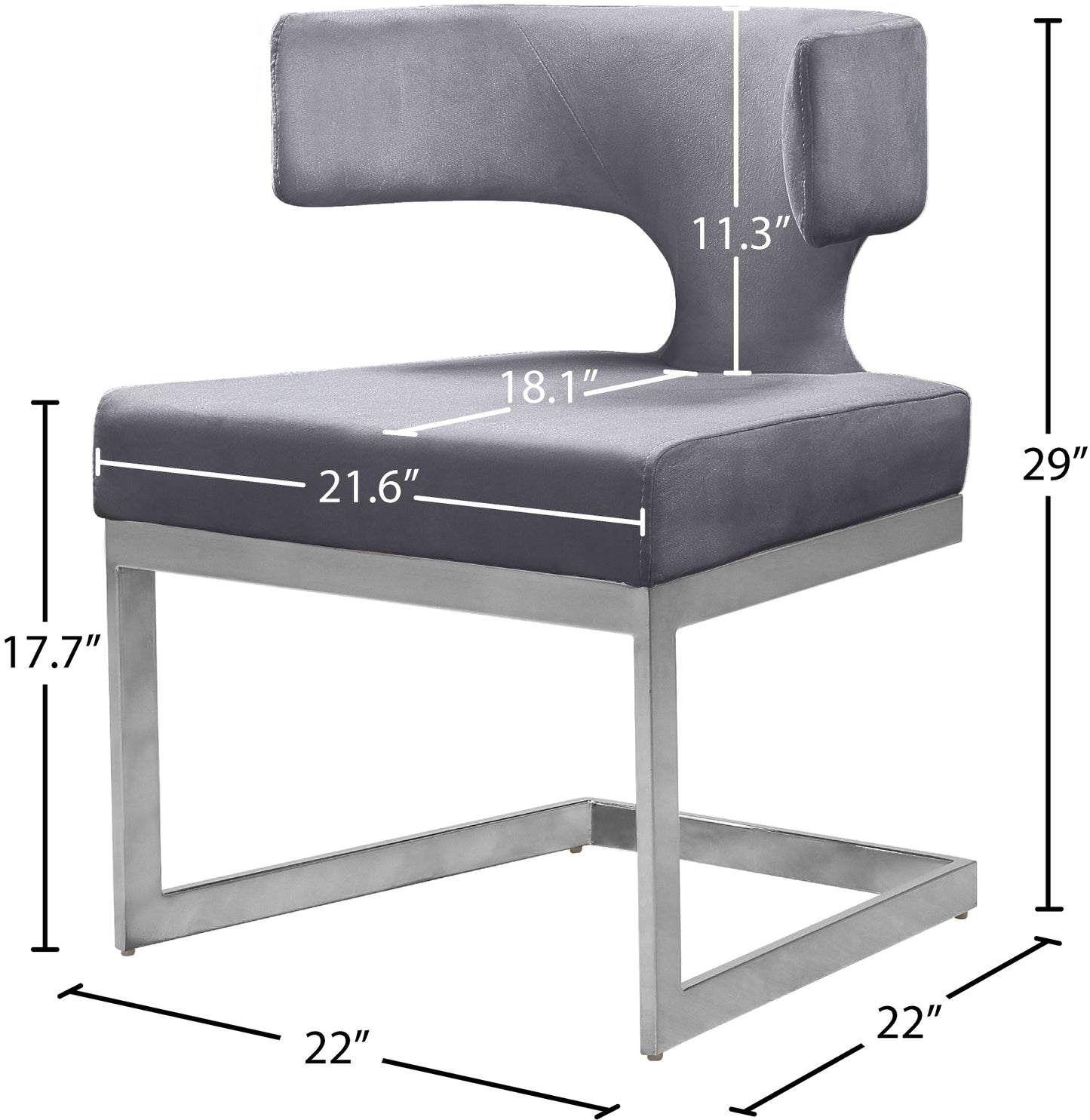 skyler grey velvet dining chair c