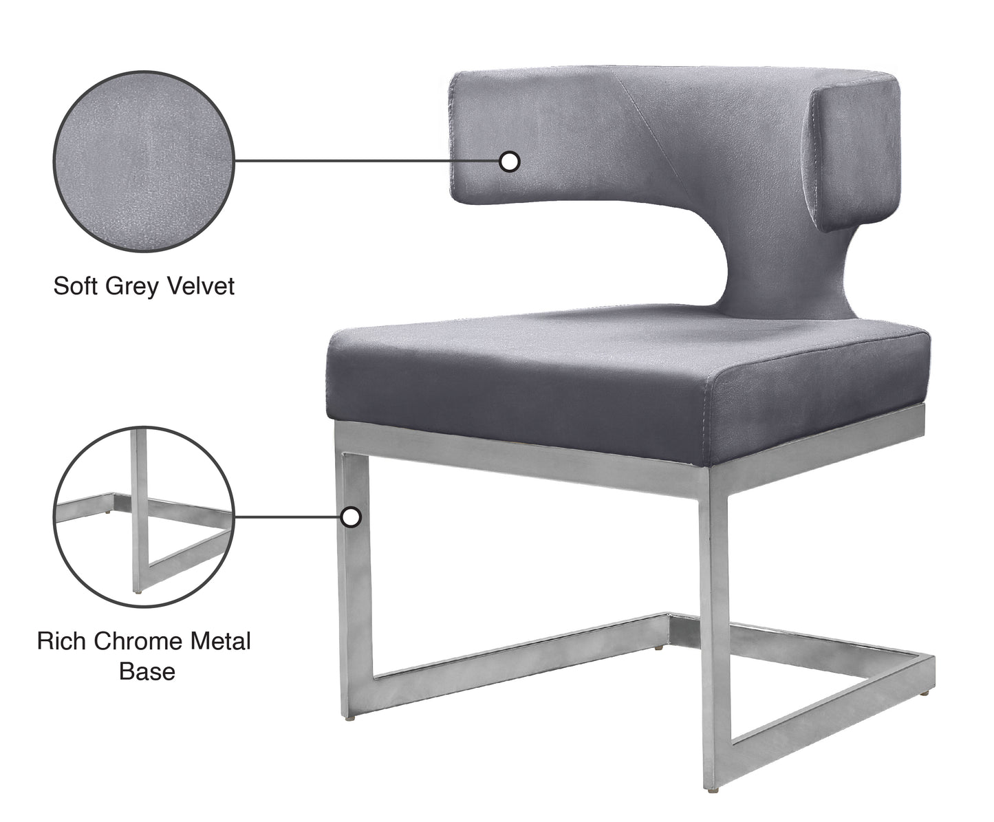 skyler grey velvet dining chair c