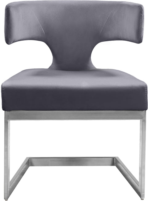 Rhea Grey Velvet Upholstered Dining Chair, 1 Piece