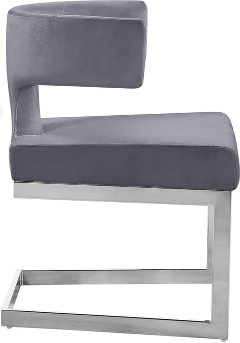Rhea Grey Velvet Upholstered Dining Chair, 1 Piece