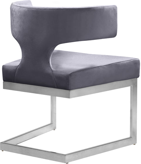 Rhea Grey Velvet Upholstered Dining Chair, 1 Piece