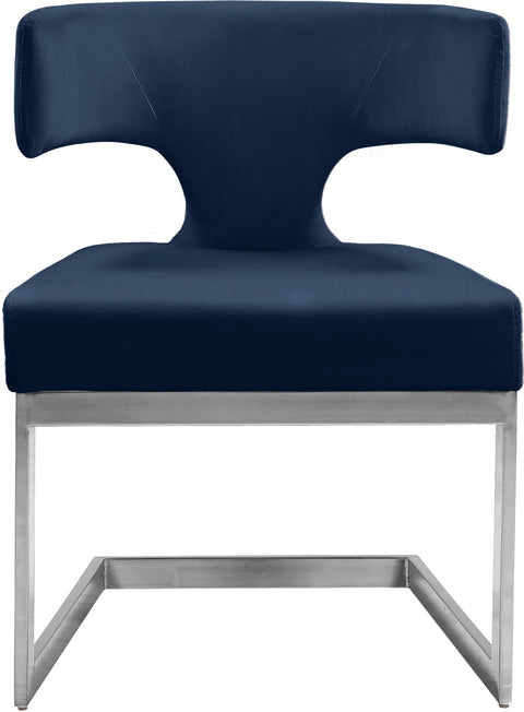 Rhea Navy Velvet Upholstered Dining Chair, 1 Piece