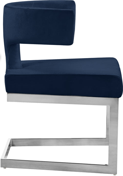 Rhea Navy Velvet Upholstered Dining Chair, 1 Piece