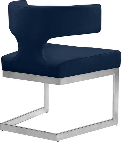 Rhea Navy Velvet Upholstered Dining Chair, 1 Piece